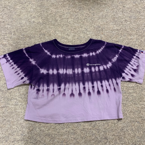 Champion Purple Acid-wash Crop Top